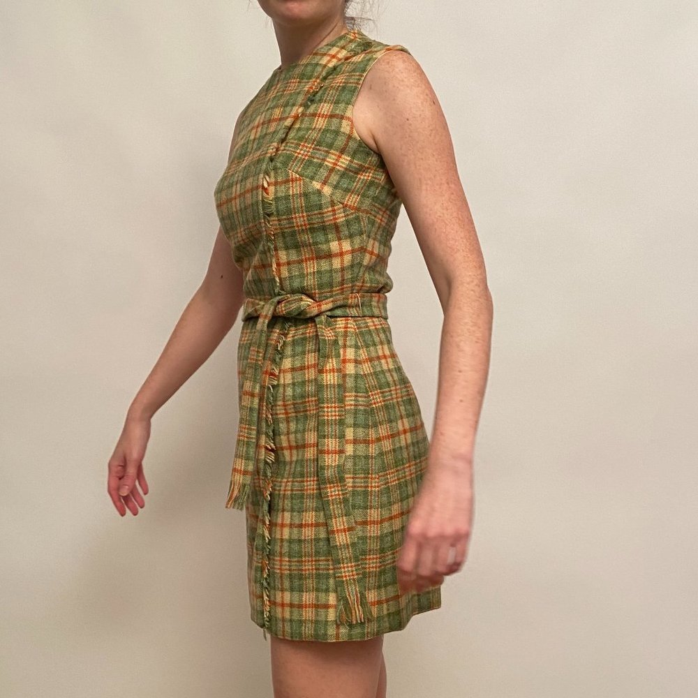 Rare Vintage Plaid Wool Romper Dress - Picture 4 of 8